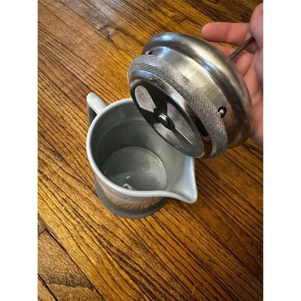 CHANTAL Ceramic Coffee French Press Stainless Plunger 16 Oz Gray Ombre